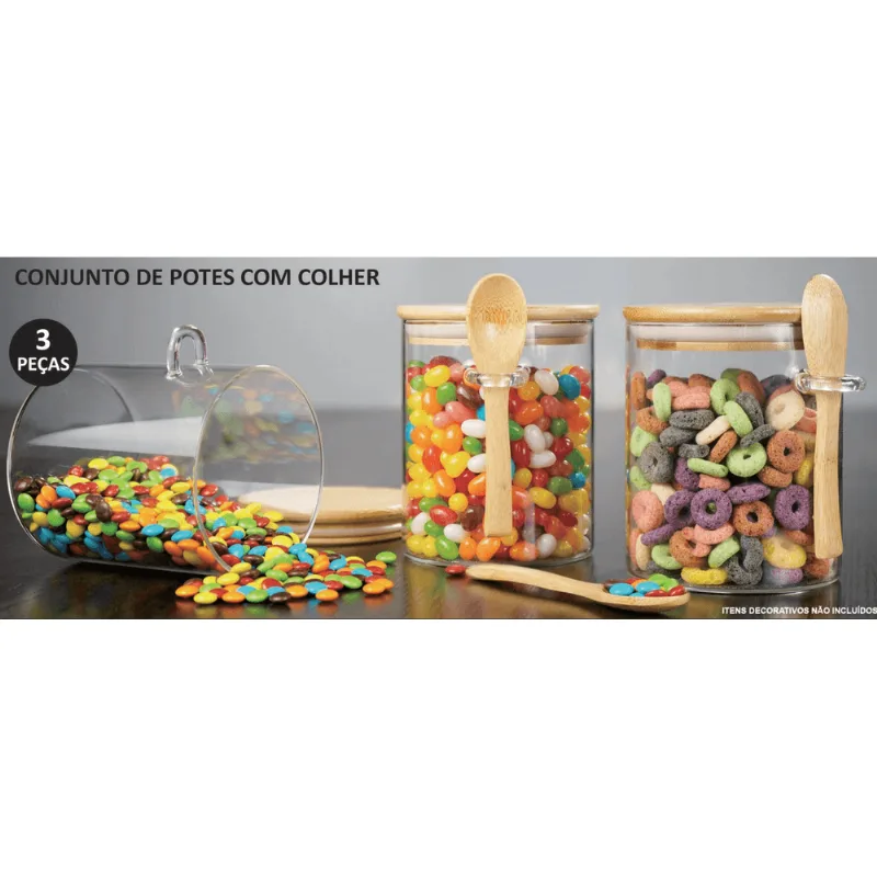 Conjunto de Potes com Colher e Tampa Member's Mark com 3 Peças