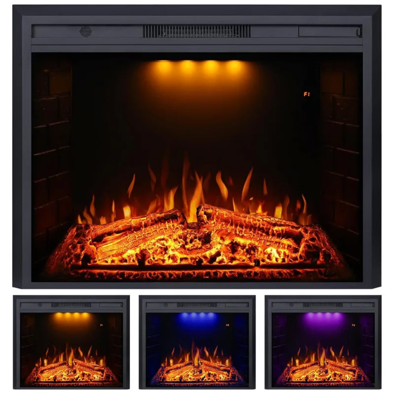 Lareira Elétrica De Embutir A69x92l Com Controle Remoto E Proteção Contra Superaquecimento, 1500w, 110v, Valuxhome Houselux 36, Preto