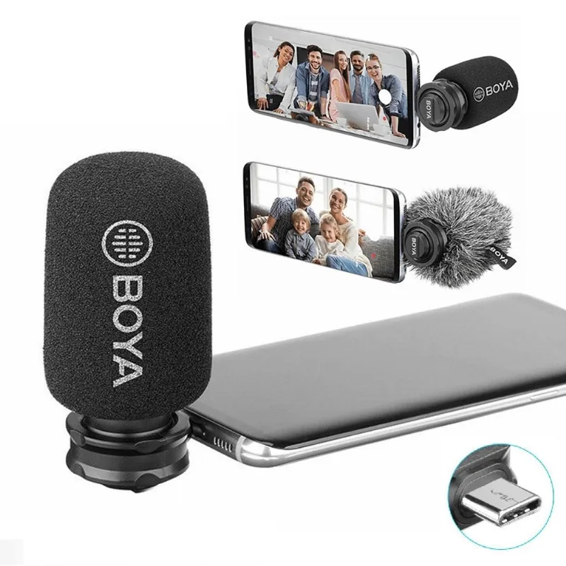 Microfone Shotgun Estéreo Boya BY-DM100 usb-c para SmartPhone Android