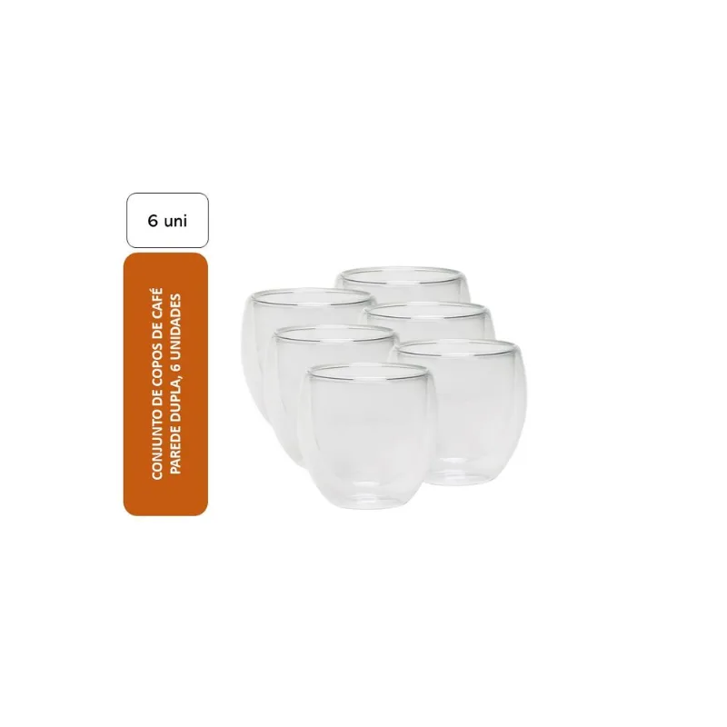 Conjunto de Copos para Café Parede Dupla Member's Mark 6 Unidades
