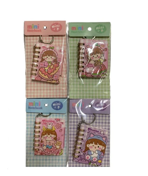 Chaveiro Mini Caderno Notebook 60 Folhas Menina Flower Diversas Estampas - LC - Presentes