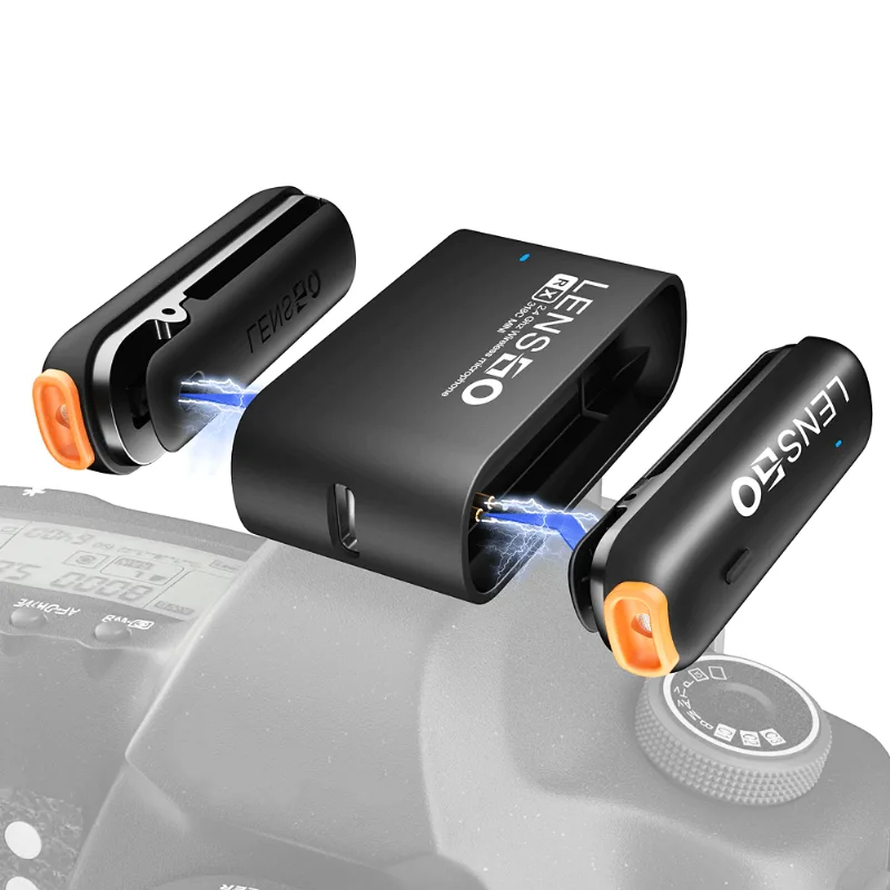 Sistema Microfone Duplo Lensgo 318c Mini Sem Fio 3.5mm Para Smartphones E Câmeras
