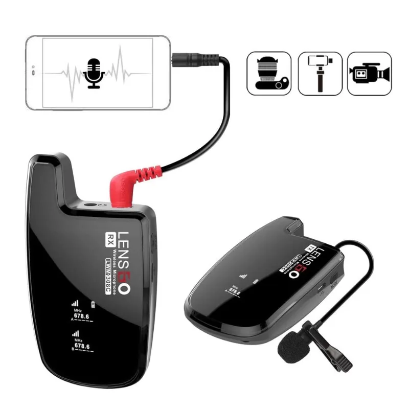 Sistema Microfone Lapela Sem Fio LensGo LWM-308C Wireless 30 Canais uhf