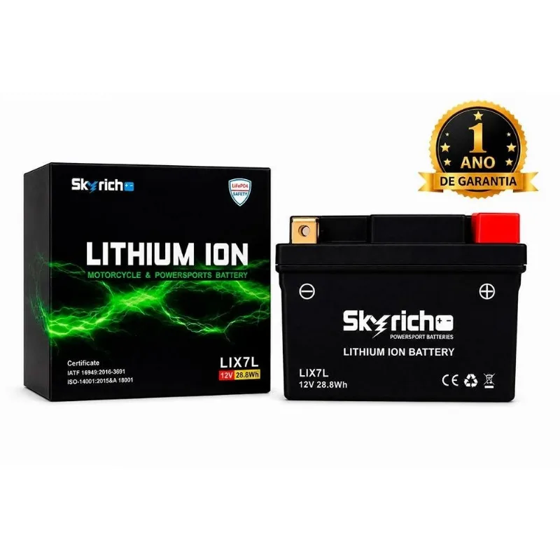 Bateria De Lítio Para Moto Skyrich LIX7L 7Ah CBX Fazer250 NX400 12V (MP)