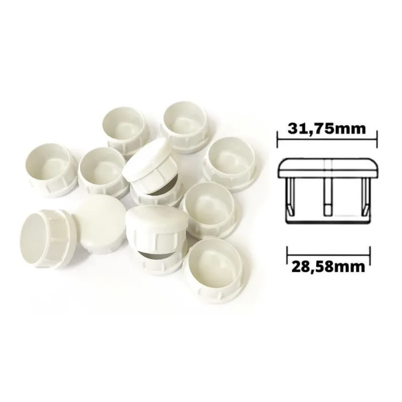 Ponteira Interna Redonda 1 1/4 (3,1cm) Branca - 50 Peças