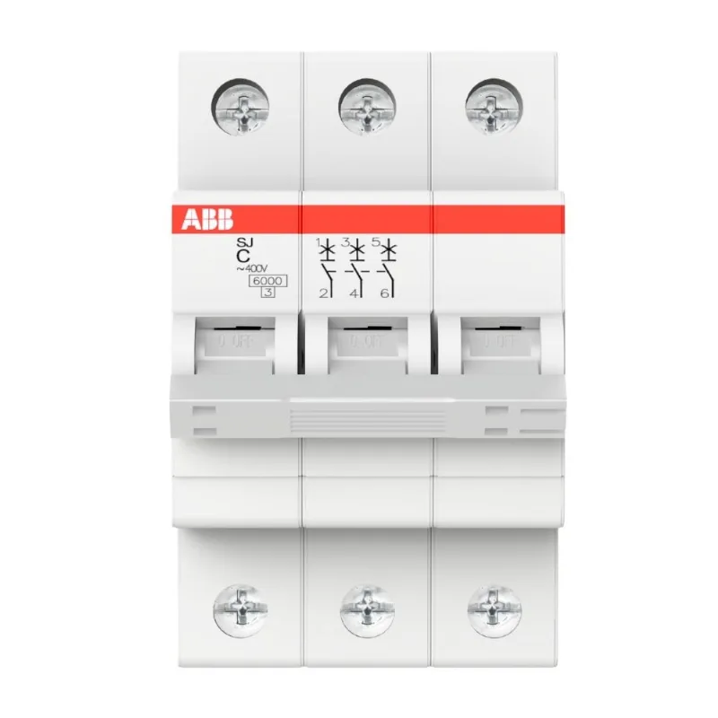 Mini Disjuntor Tripolar 32A SJ200 Curva C ABB Mini Disjuntor Tripolar 32A Curva C 3KA SJ200 ABB
