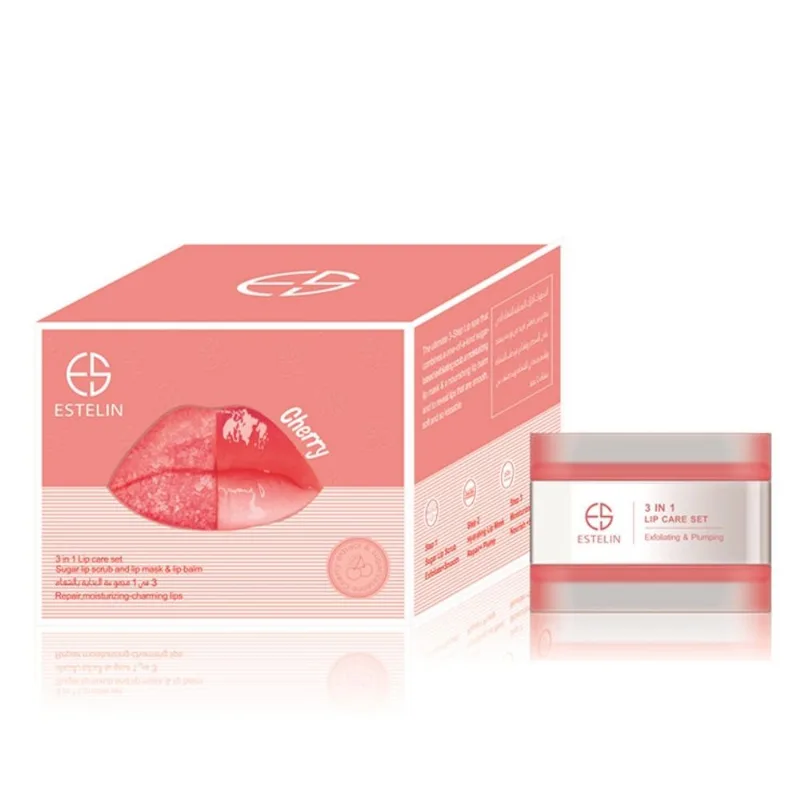 Kit de cuidados labiais 3 em 1 Estelin Cherry