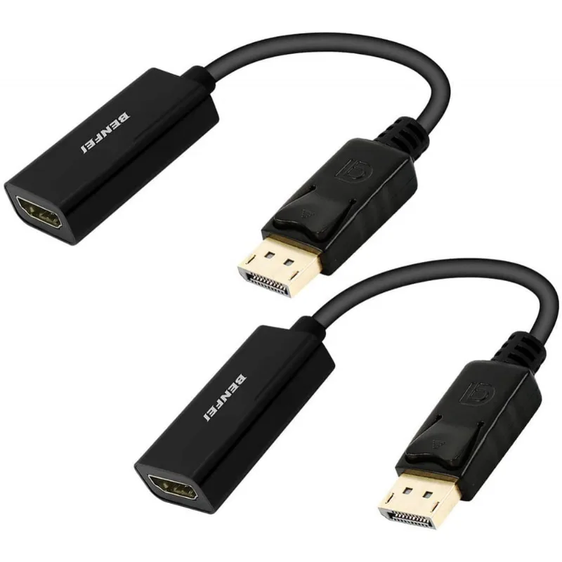DisplayPort para hdmi Adaptador 2 Pack, Benfei dp Display Port to hdmi Converter Masculino a Feminino Gold-Plated Cord Compatível para Lenovo Dell hp e outras marcas