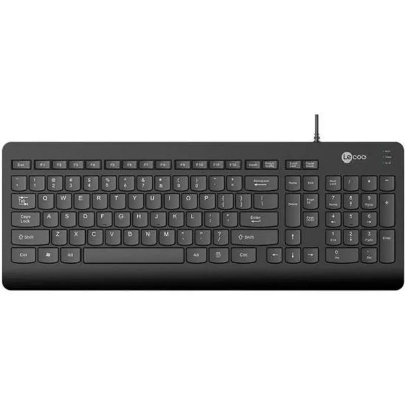 Teclado KB103 com Teclas de Perfil Baixo Silenciosas Preto Lecoo