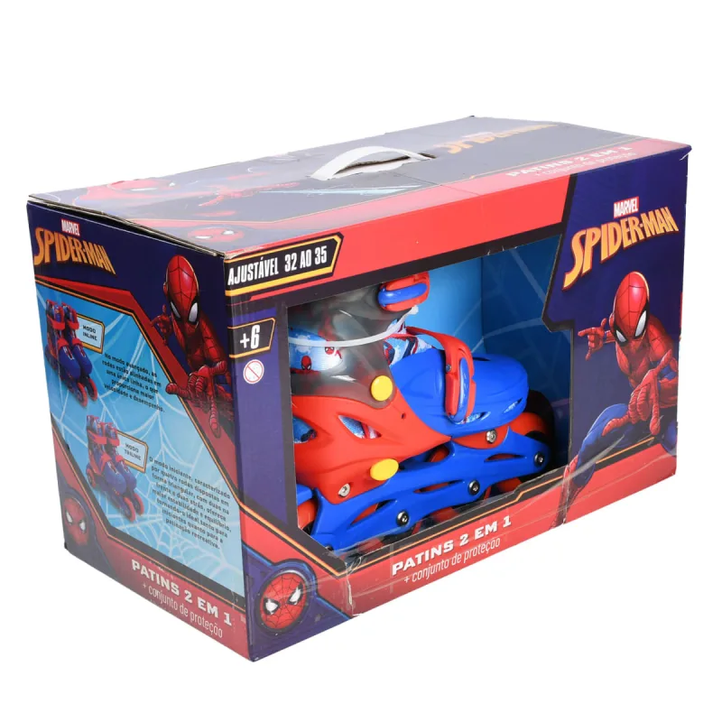 Patins e Conjunto de Protecao - Spider Man HONGYAO - MARVEL - Esporte E Lazer