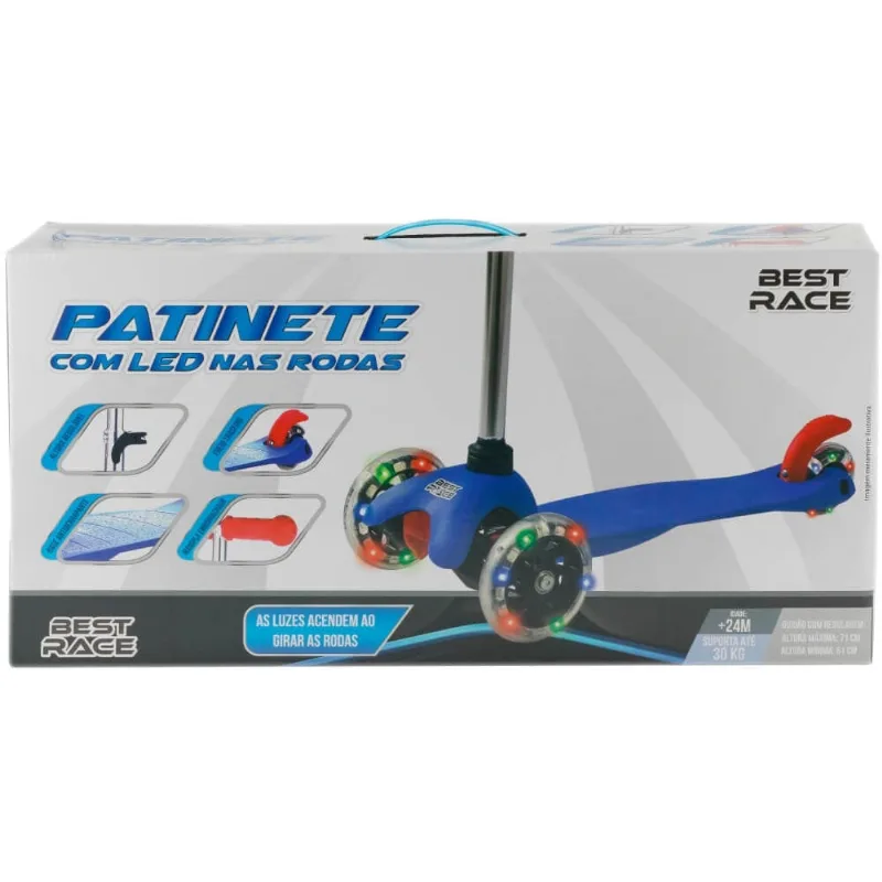 Patinete 3 rodas menino com LED 30KG bbr