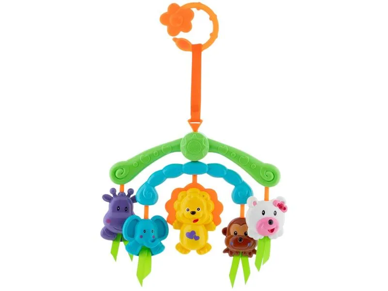 Móbile para Carrinho Infantil Lulie Baby ML055 com Chocalho Tema Animais - Lulie Baby - Brinquedos
