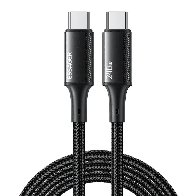 Cabo USB-C Para USB-C 1.0M Essager Nylon 240W EXCTT3-JJ01-P Preto (MP)
