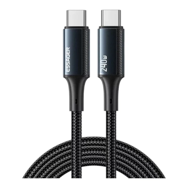 Cabo Essager USB-C 2.0M Nylon 240W EXCTT3-JJA01-P Preto (MP)