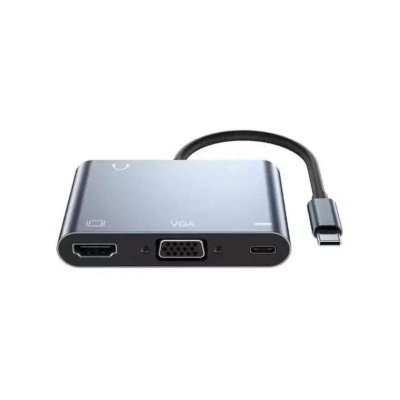 Adaptador Conversor Usb-c F3 Para Hdmi E Vga - Usb - Saída P2 - Usb-c - Jc-tyc-501