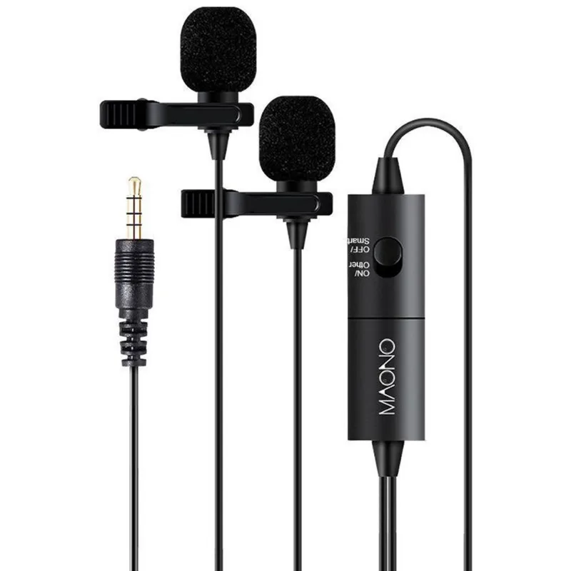 Maono Au-200 Microfone Lapela Duplo -preto