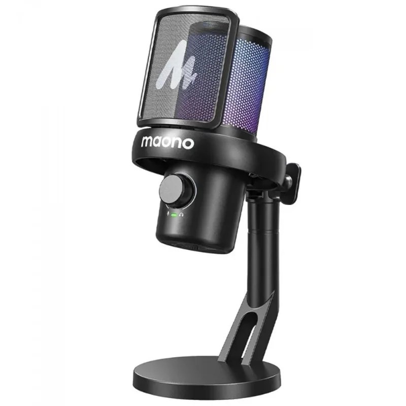Microfone Com Suporte Dm40 Pro Rgb Maono Preto