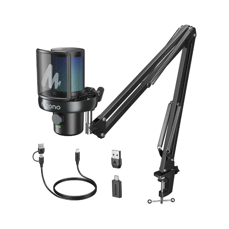 Microfone Com Suporte Dm40 Pro S Rgb Maono Preto