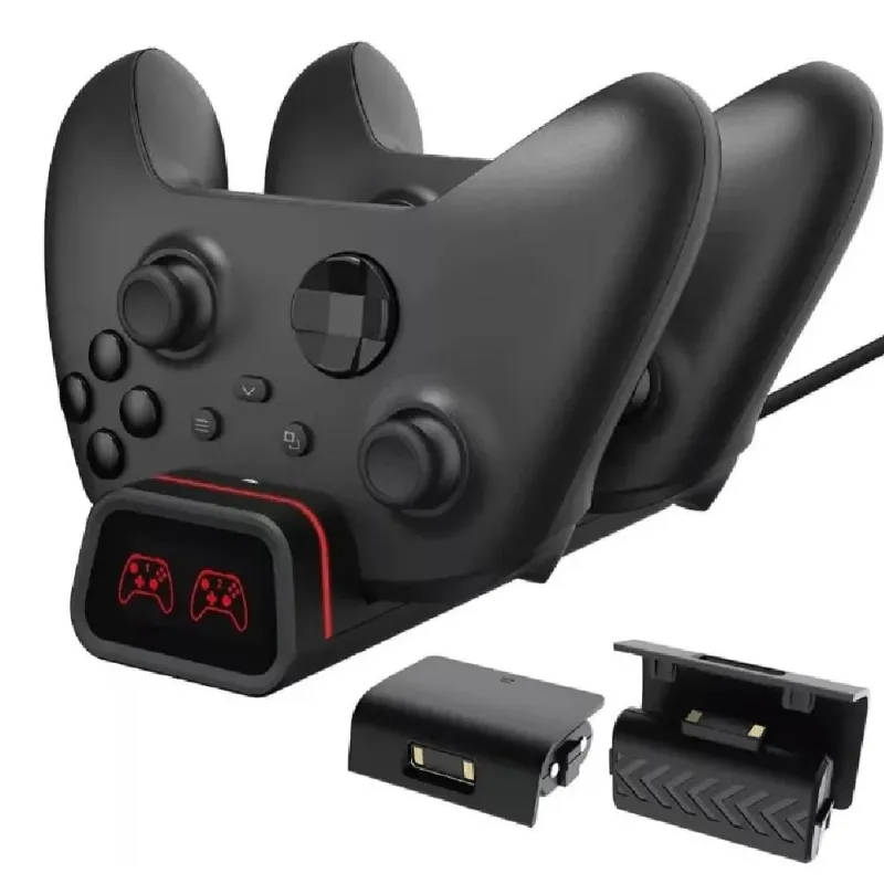 Carregador Para Controle Xbox One e Séries S e X + 2 Baterias 800mah + 4 Tampas - Dobe - Games