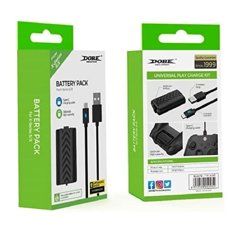 Bateria Recarregável Para Controle Xbox Series S / X + Cabo USB 3 Metros C/ LED