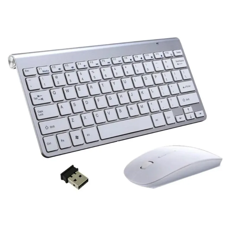 Kit Teclado Slim Com Mouse Sem Fio 2.4g Ultra Fino Para Pc Notebook Prata - H-maston - Informática
