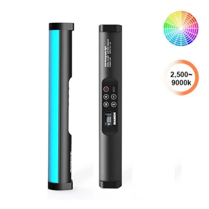 Iluminador Bastão LED Mamen G1 Light Stick 12W rgb 360° BiColor 2500K-9000K com Bateria Interna