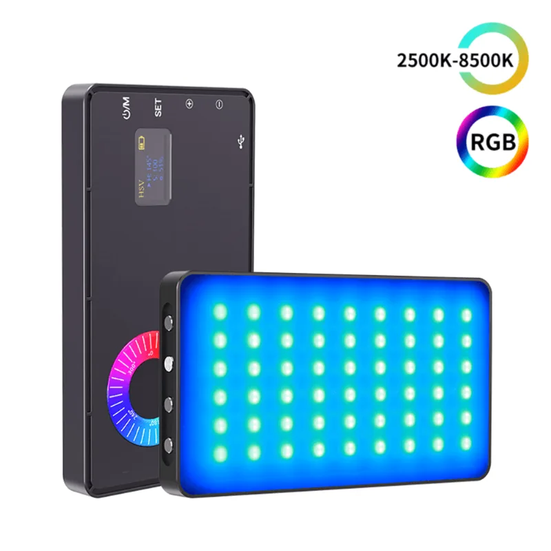 Iluminador Led Mamen M1se Video Light Rgb 360° Bi-color 2500k-8500k Com Bateria Interna