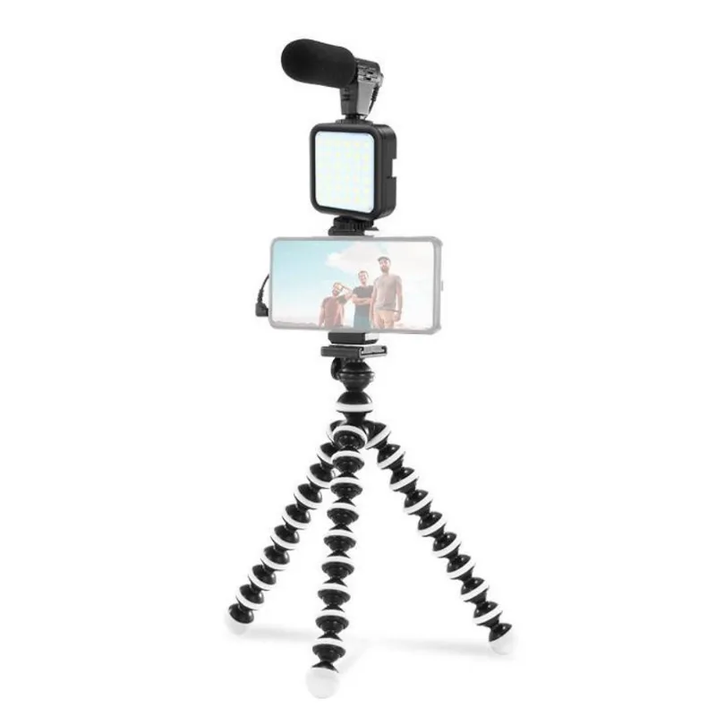 Kit Gravação Vlogger Jumpflash 03Lm Com Microfone, Led, Tripé Gorila E Controle Para Smartphone