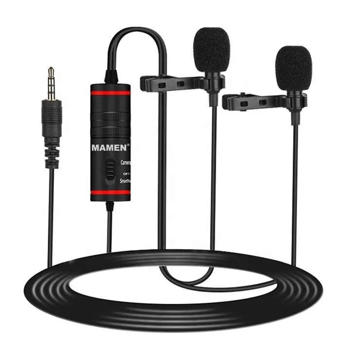 Microfone de Lapela Duplo Profissional Mamen KM-D1 Pro para Smartphones, Câmeras e Notebooks - Não Disponível - Instrumentos Musicais