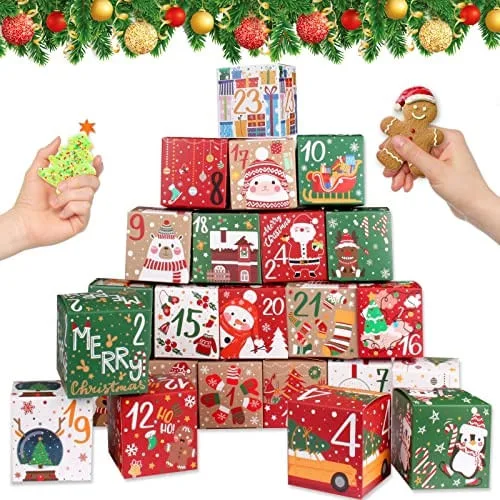 Onesing 24 Pcs diy Caixas de Calendário de Advento de Natal para 2022, 24 Dias Contagem Regressiva Calendário Presente para Adultos e Crianças Caixas - Não Disponível - Livros