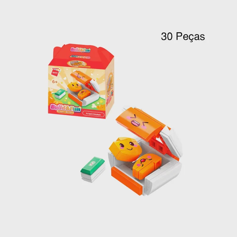 Brinquedo Blocos de Montar Nuggets Frita Build & Fun Fast Food 30 Peças - Qman