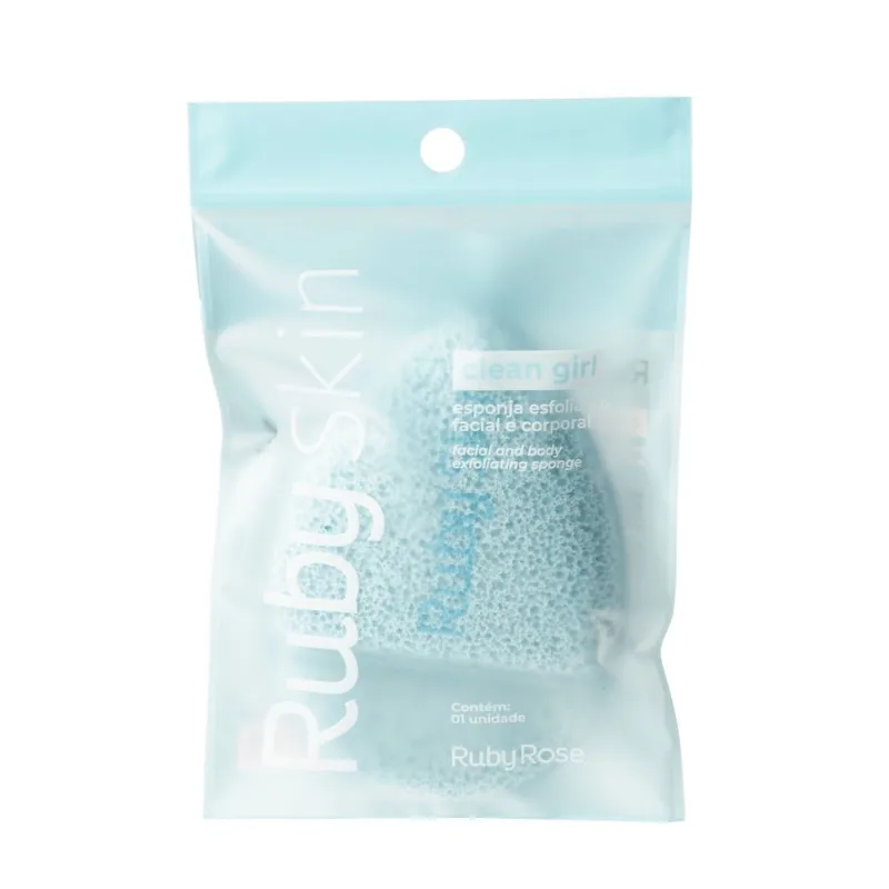 Esponja Esfoliante Ruby Skin Facial e Corporal Clean Girl Ruby Rose Azul Bebê