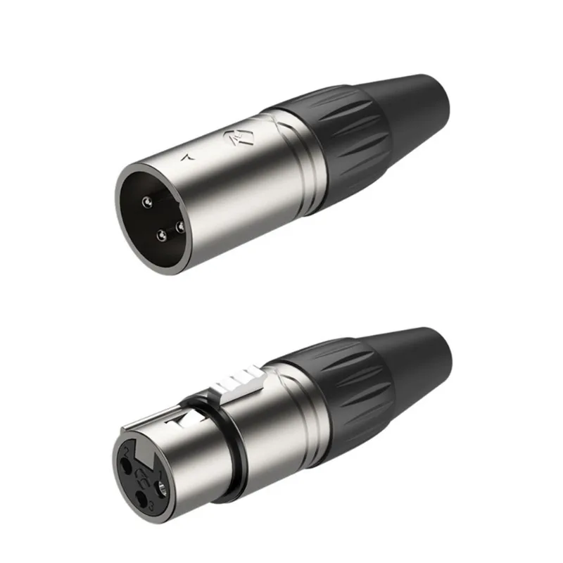 Conector roxtone xlr macho + femea RX3FP-NT + RX3MP-NT niquelado XP3FM