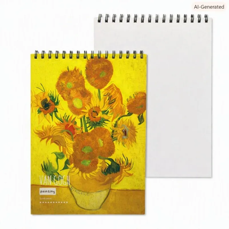 Caderno Sketchbook Os Girassois Van Gogh Com 45fl 100gr - LC - Presentes