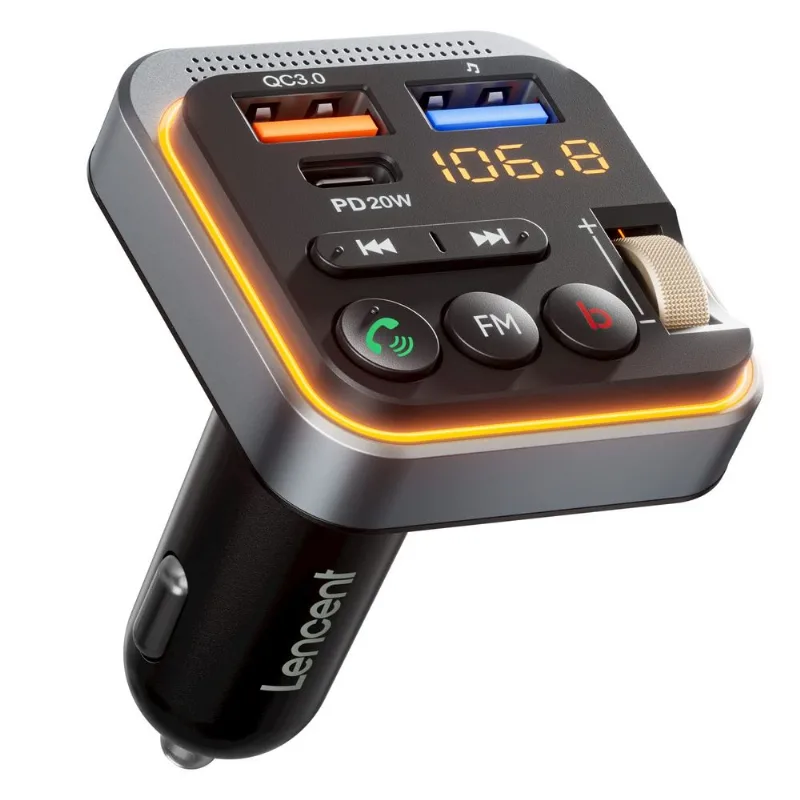 Transmissor Fm Lencent Bluetooth 5.0 Para Carro Com Pd 20w + Qc