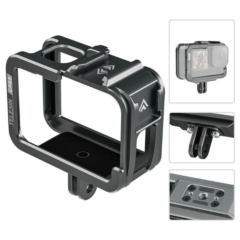 Frame De Alumínio Para Câmeras Gopro 12/11/10/9 - Telesin