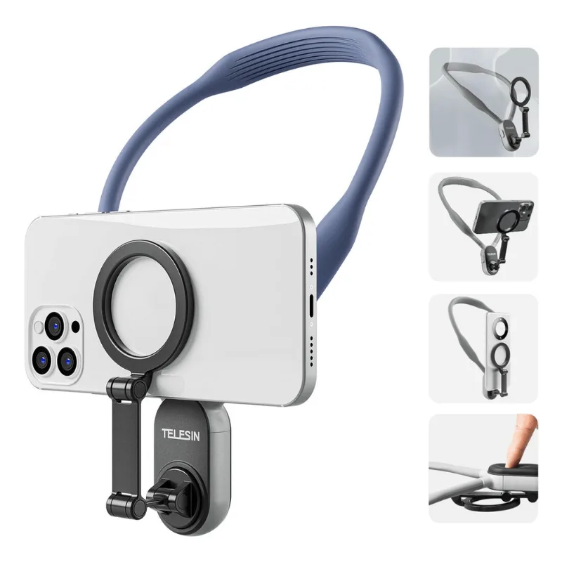 Suporte De Pescoço Telesin T-1 Colar Magnético Pov Para Smartphone (azul)