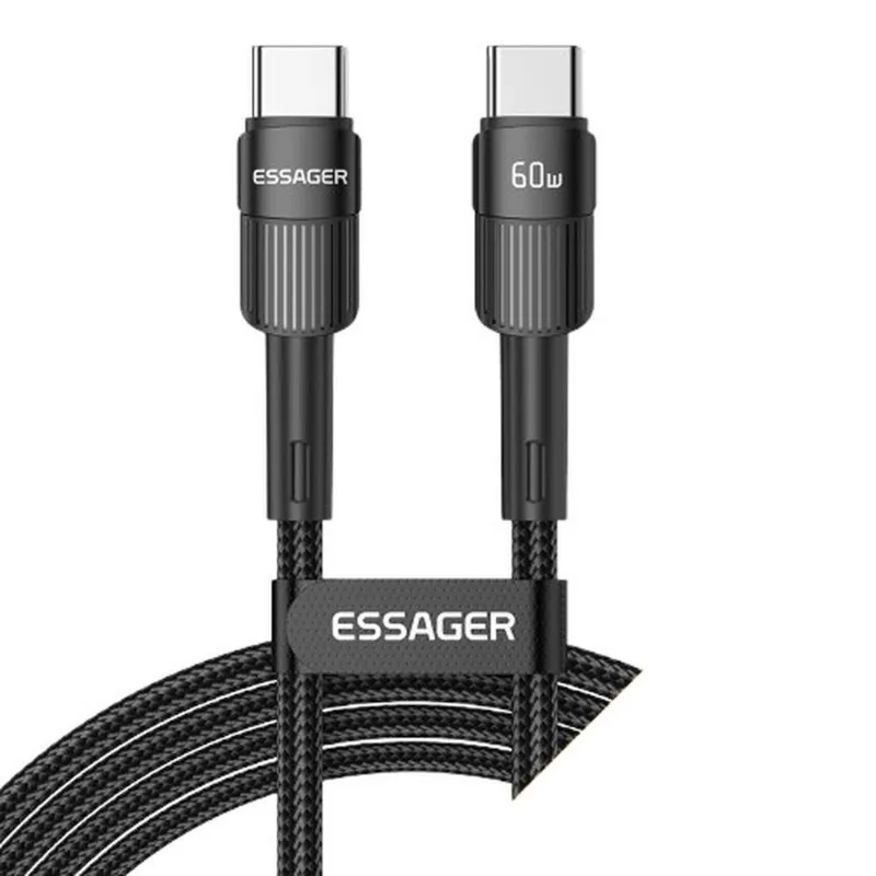 Cabo USB-C Para USB-C 1.0M Essager Nylon 60W EXCTT2-XC01-P Preto (MP)