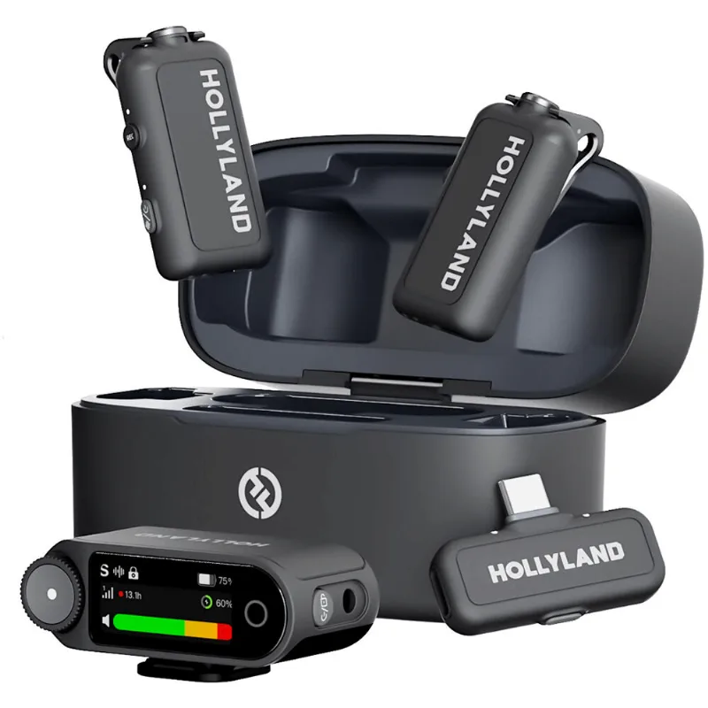 Sistema Microfone Duplo Hollyland Lark Max 2 Combo Wireless 2 Pessoas Para Câmeras E Smartphones