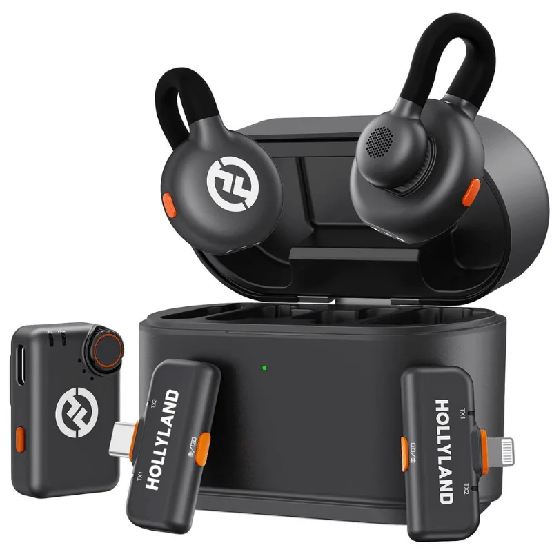 Sistema Microfone Duplo Hollyland Lark M2s Ultimate Combo Wireless Para Câmeras E Smartphones Usb-c E Lightning