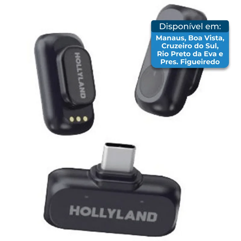 Microfone Sem Fio Hollyland Lark A1 Mini Duo Com Receptor USB-C 2 Peças Lapela Cinza AT-BI