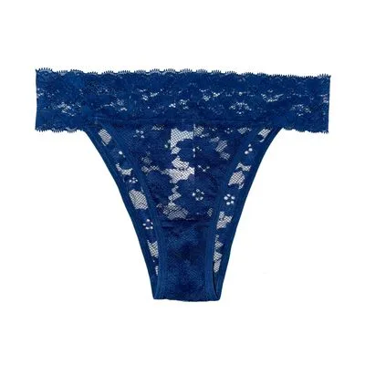 Calcinha Tanga Renda Basic+ Poliamida Marinho M - Basic+