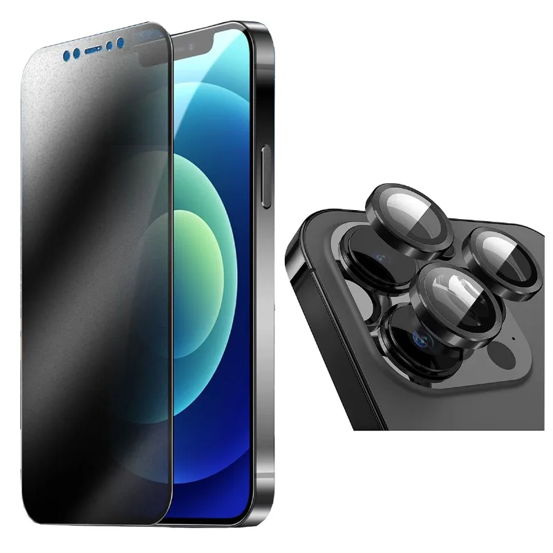 Película Privacidade Cerâmica Fosca + Kit Película De Câmera Para Iphone 14 15 16 17 Pro Max Liso