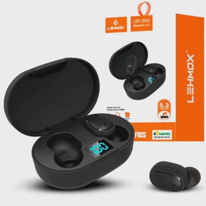 Fone de ouvido bluetooth tws case com display lcd Lehmox - LEF-E6S