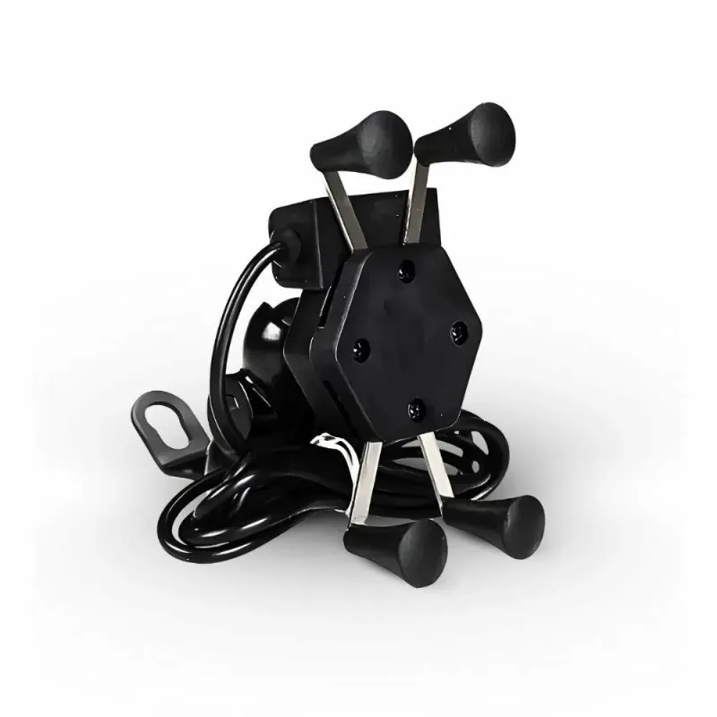 Suporte Garra Para Celular Moto Universal Com Carregador Usb