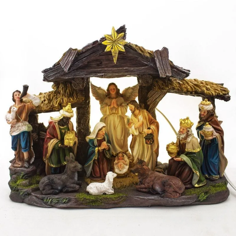 Presépio Luminoso Importado Resina 34 Cm