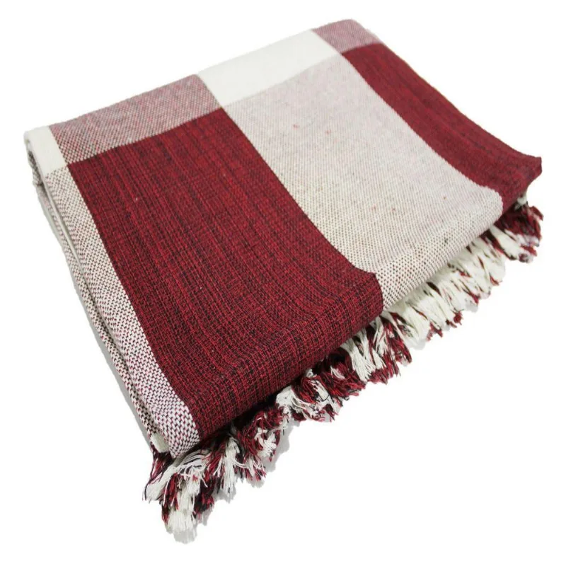 Manta Para Sofá Luxo Gigante 120x210 Protetora Algodão Vermelho Com Cru OEM