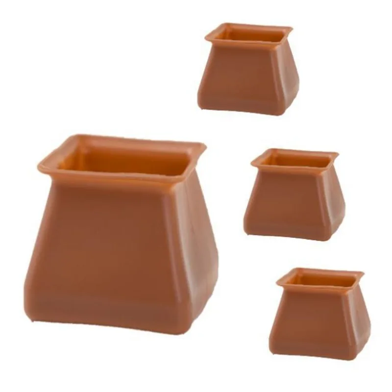 Kit 4 Pé Quadrado Pé Marrom Silicone Pé Cadeira Mesa