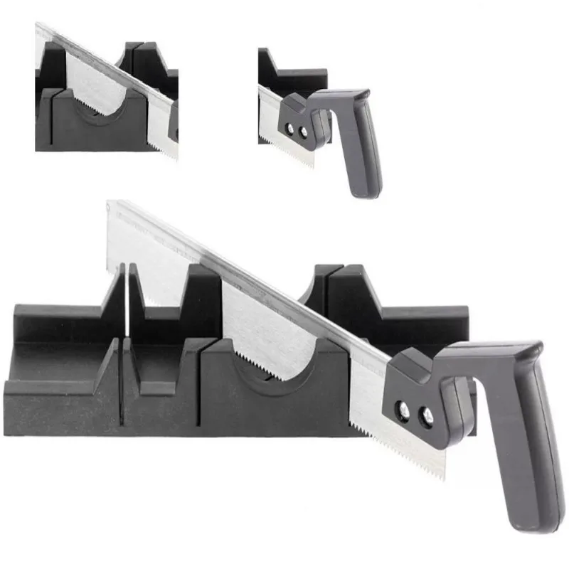 Caixa Meia Esquadria Manual Kit Gabarito Serrote Com Serra Corta Em Angulos 300mm Carpinteiro Profissional