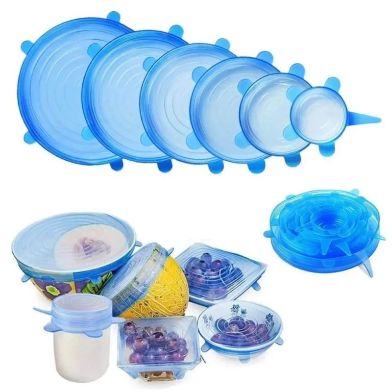 Kit De Tampas De Silicone Reutilizáveis Vedação Hermética Perfeito Para Conservar Alimentos - OUTRAS - Utilidades Domesticas